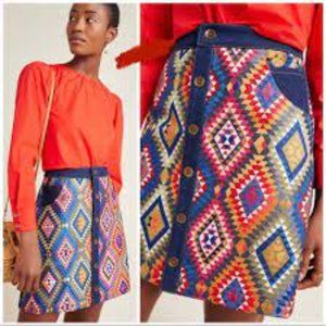Anthropologie | Manish Arora Southwestern Embroidered Denim Skirt